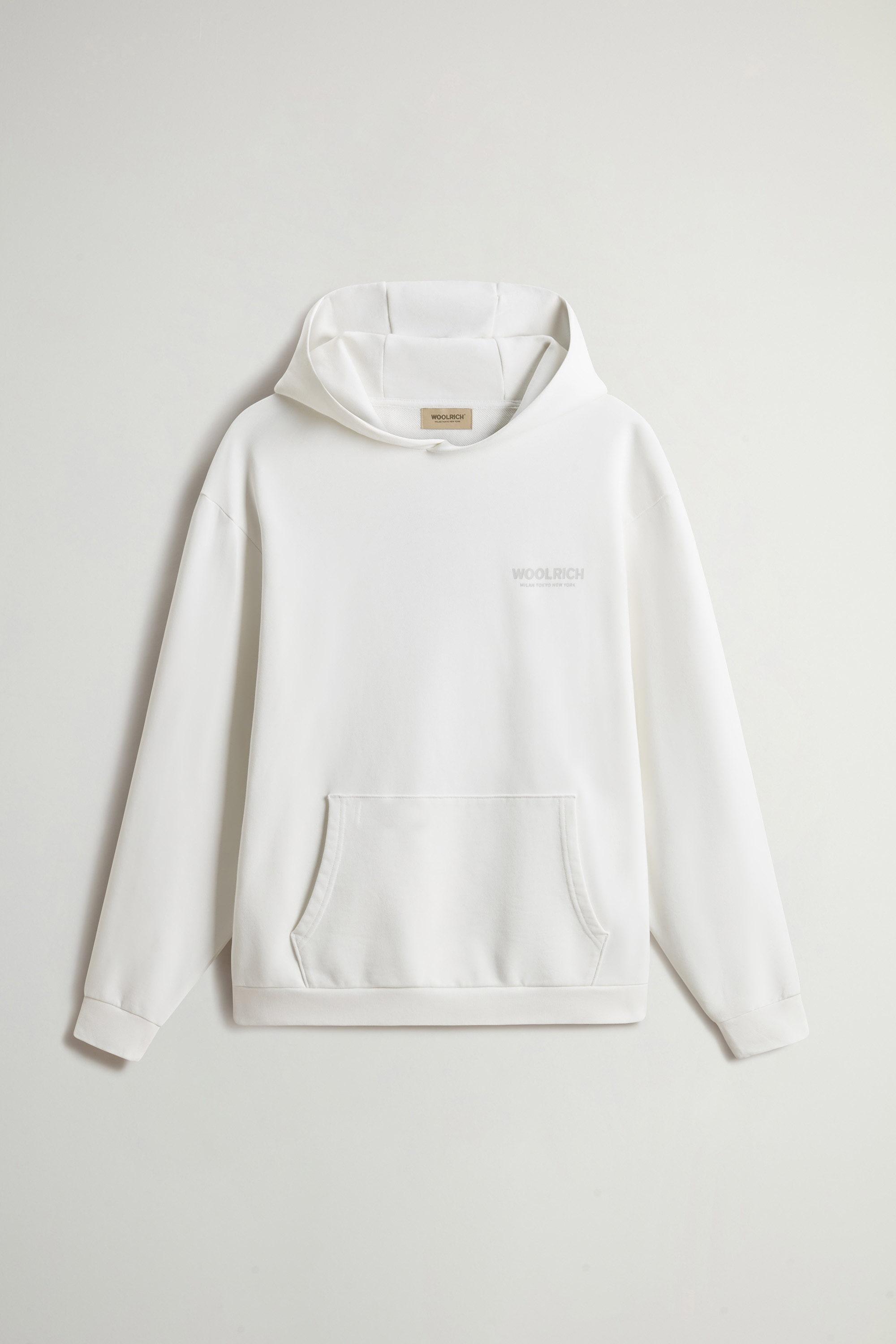 Hoodie in Pure Cotton with Macro Logo on the Back White photo 5 | Woolrich