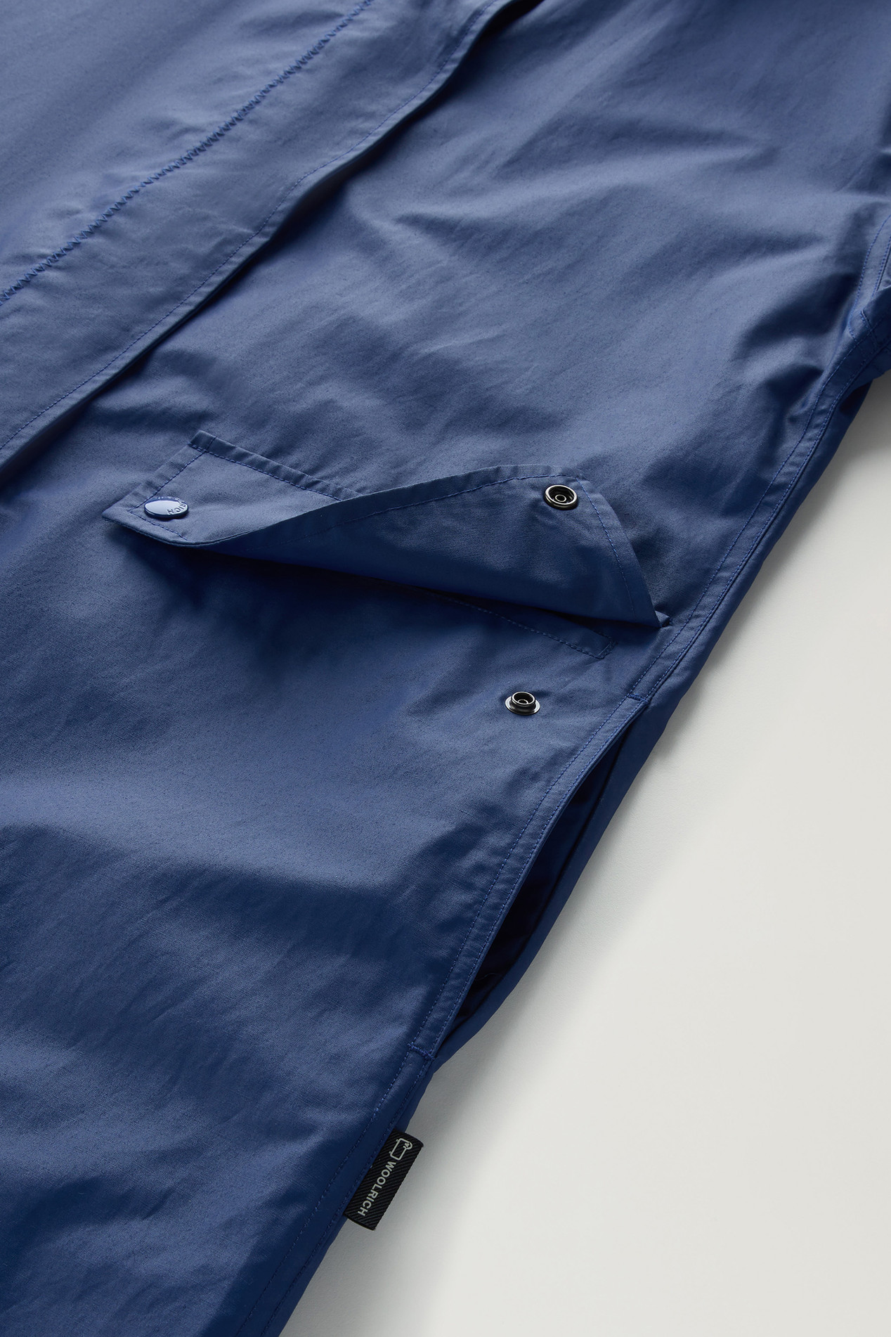 Waxed Trench Coat in Cotton Nylon Blend with Pointed Collar Blue photo 4 | Woolrich