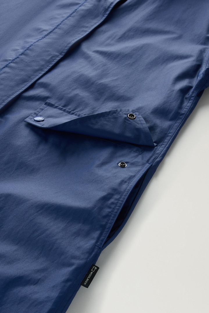 Waxed Trench Coat in Cotton Nylon Blend with Pointed Collar Blue photo 4 | Woolrich