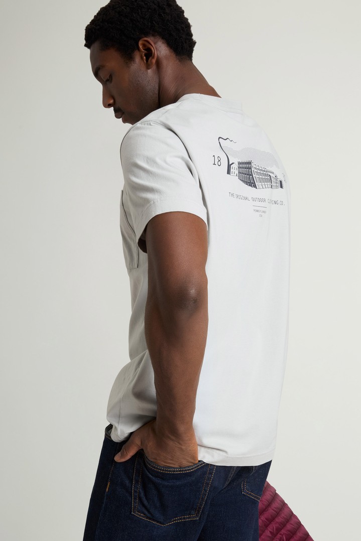 T-Shirt in Pure Cotton with Small Pocket Gray photo 4 | Woolrich