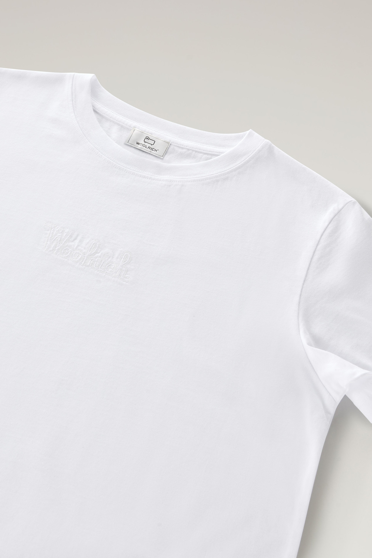Pure Cotton T-Shirt with an Embroidered Logo White photo 2 | Woolrich