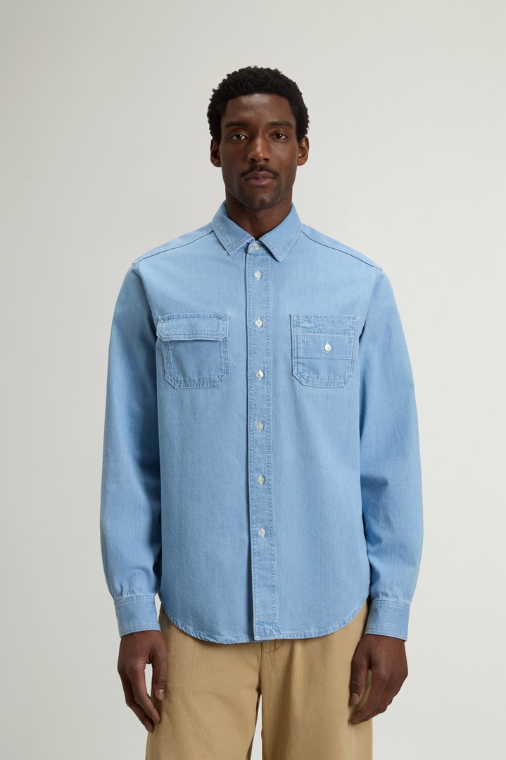 Shirt in Lightweight Pure Cotton Denim Blue photo 1 | Woolrich