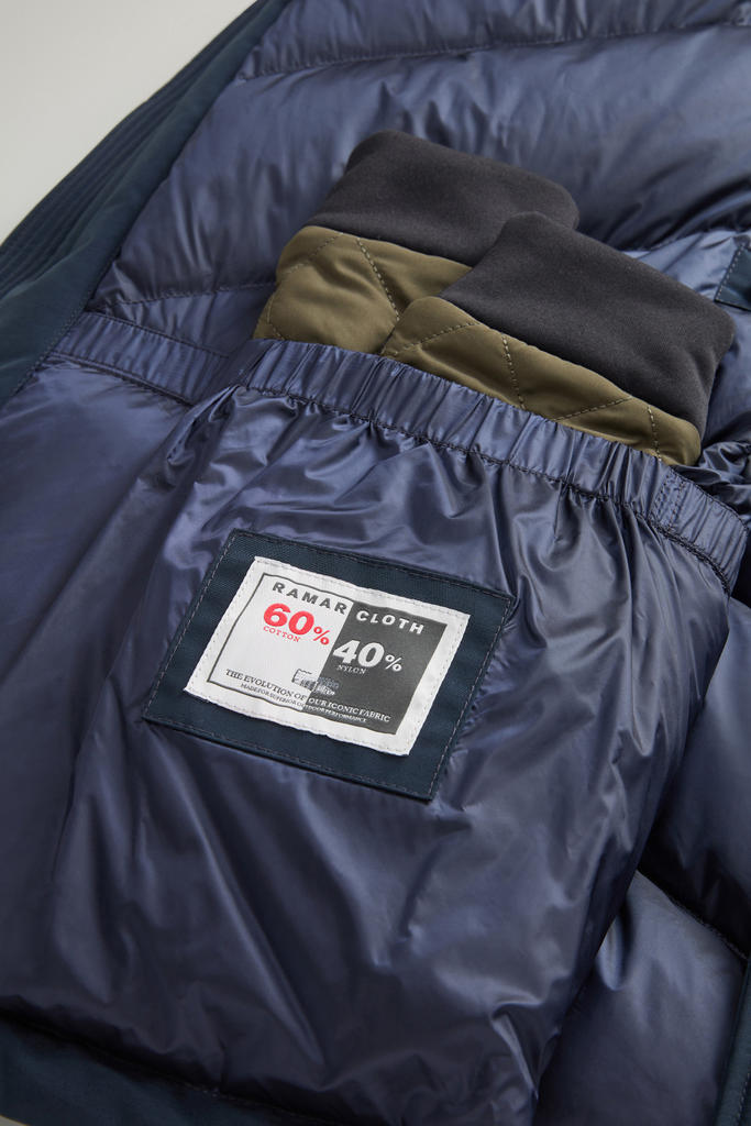 Polar Parka in Ramar Cloth with High Collar and Fur Trim Blue photo 9 | Woolrich