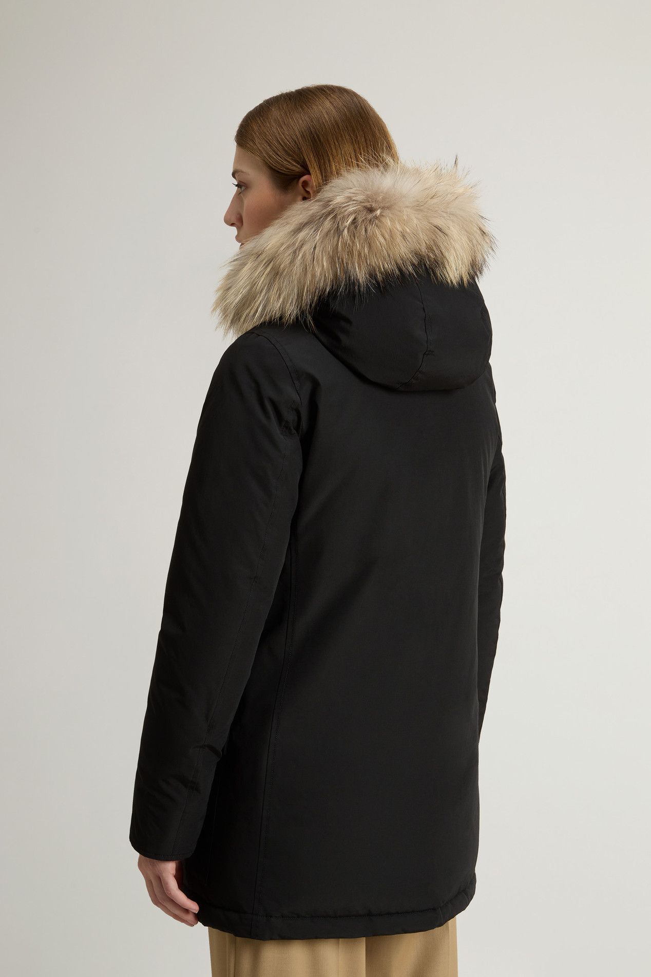 Arctic Parka in Ramar Cloth with Four Pockets and Detachable Fur Black photo 3 | Woolrich