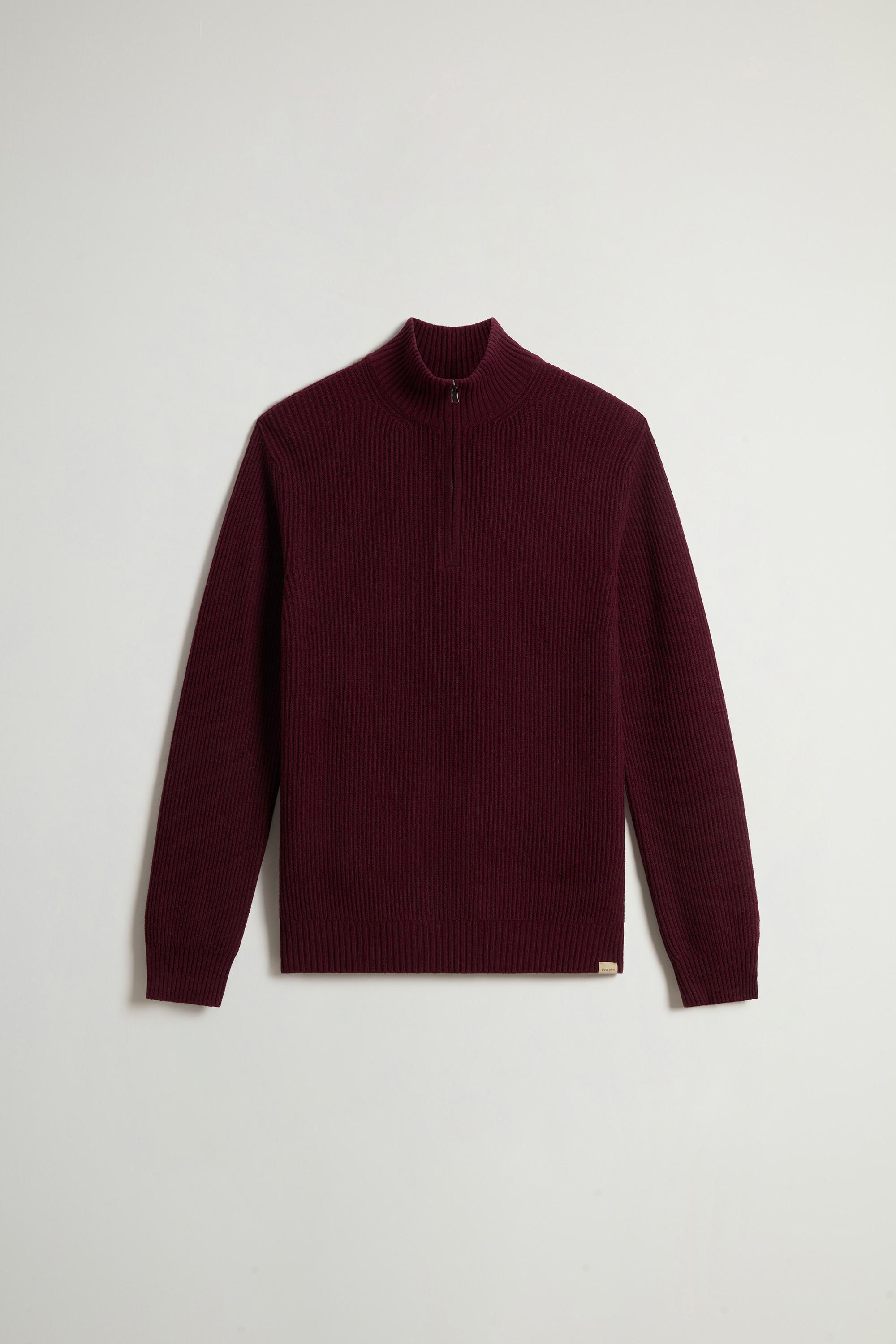 Half-Zipper Turtleneck Sweater in Wool and Cashmere Blend Burgundy photo 5 | Woolrich