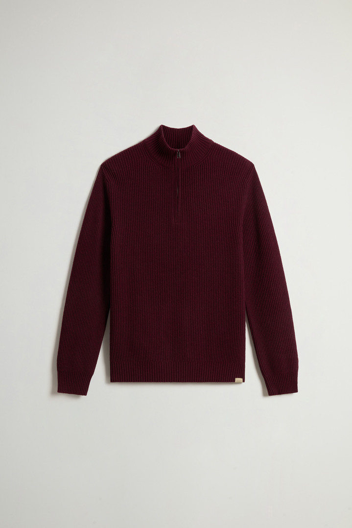Half-Zipper Turtleneck Sweater in Wool and Cashmere Blend Burgundy photo 5 | Woolrich