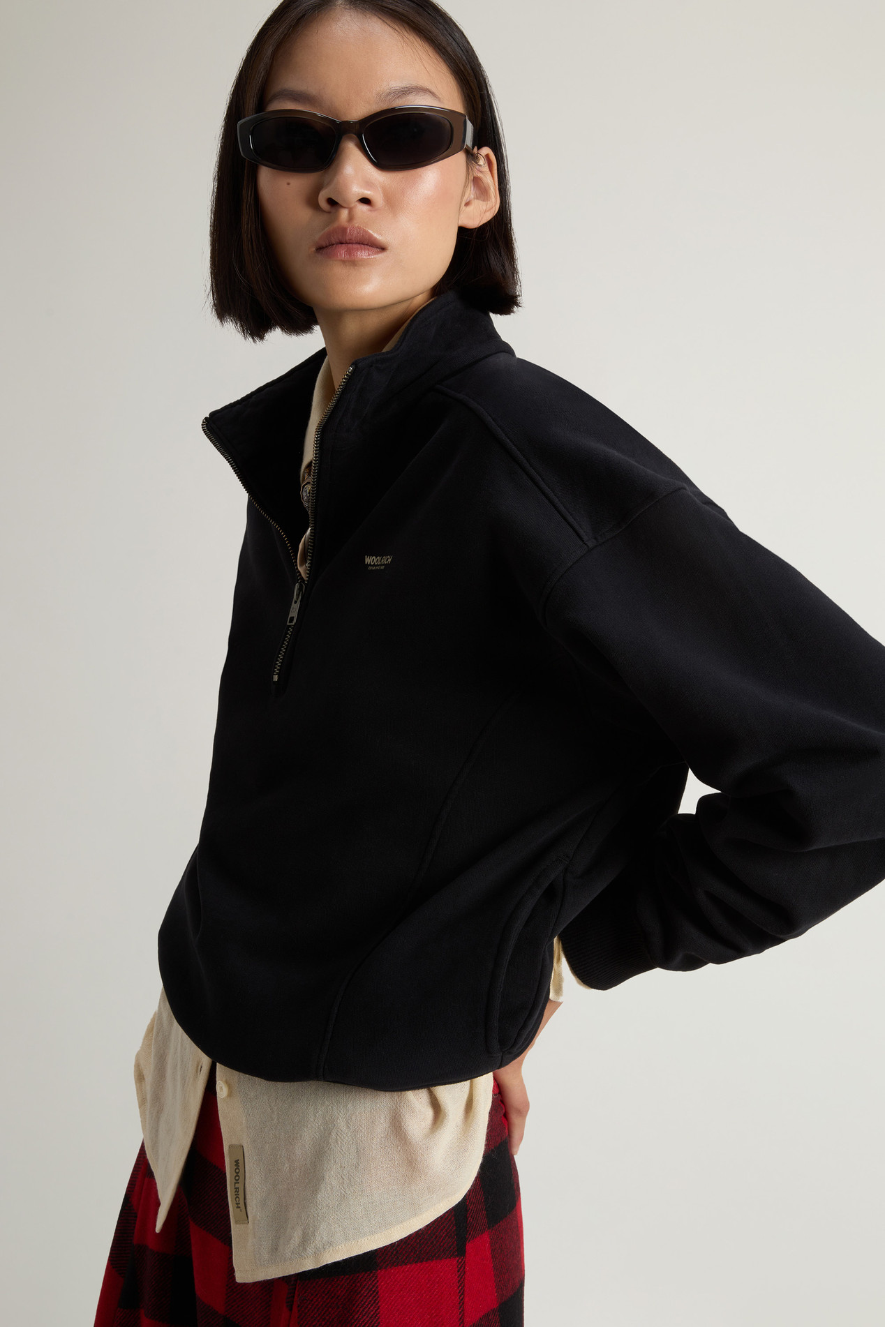 High Neck Sweatshirt in Pure Cotton Black photo 4 | Woolrich