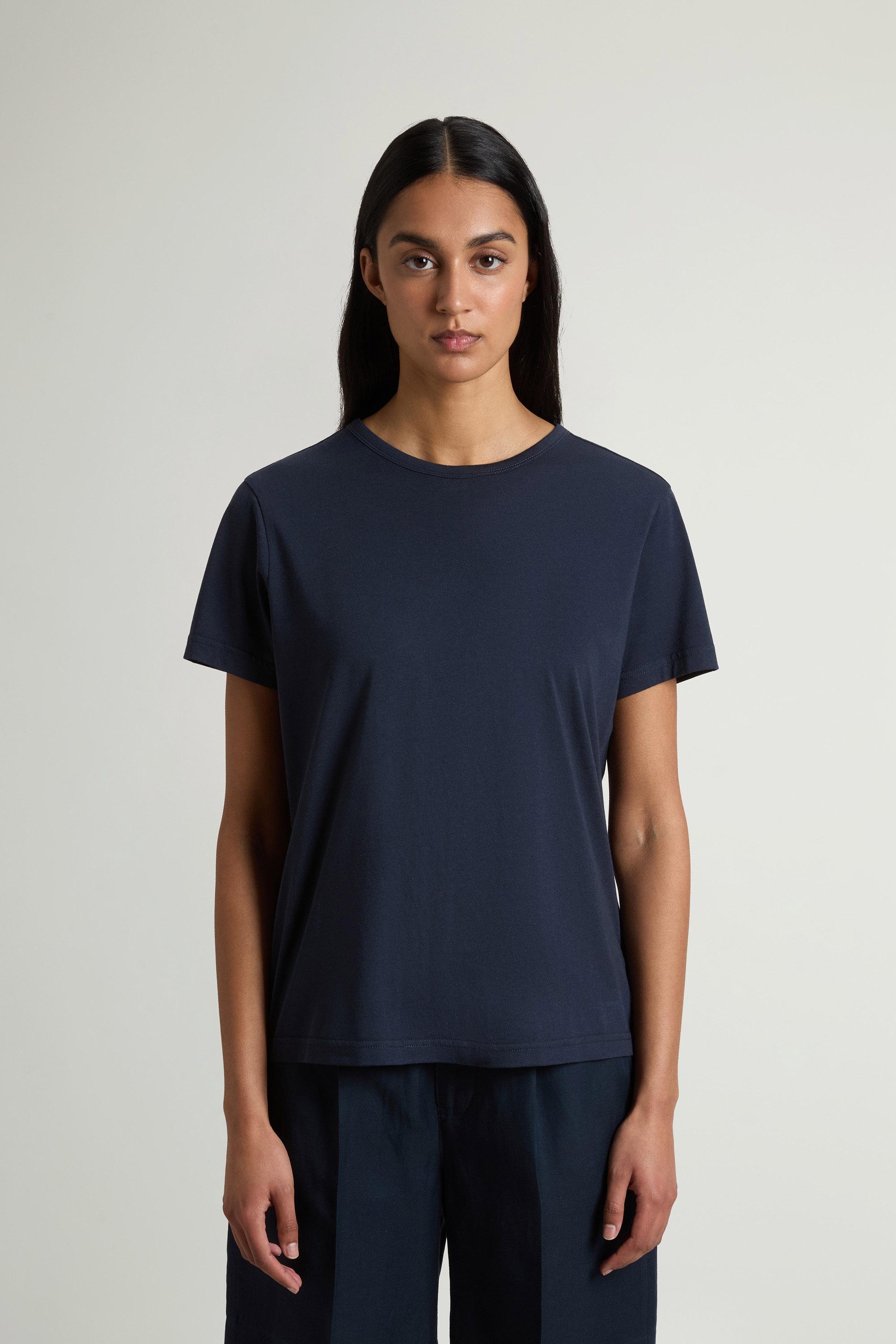 Luxe T-Shirt in Cotton-Blend Jersey Blue photo 1 | Woolrich