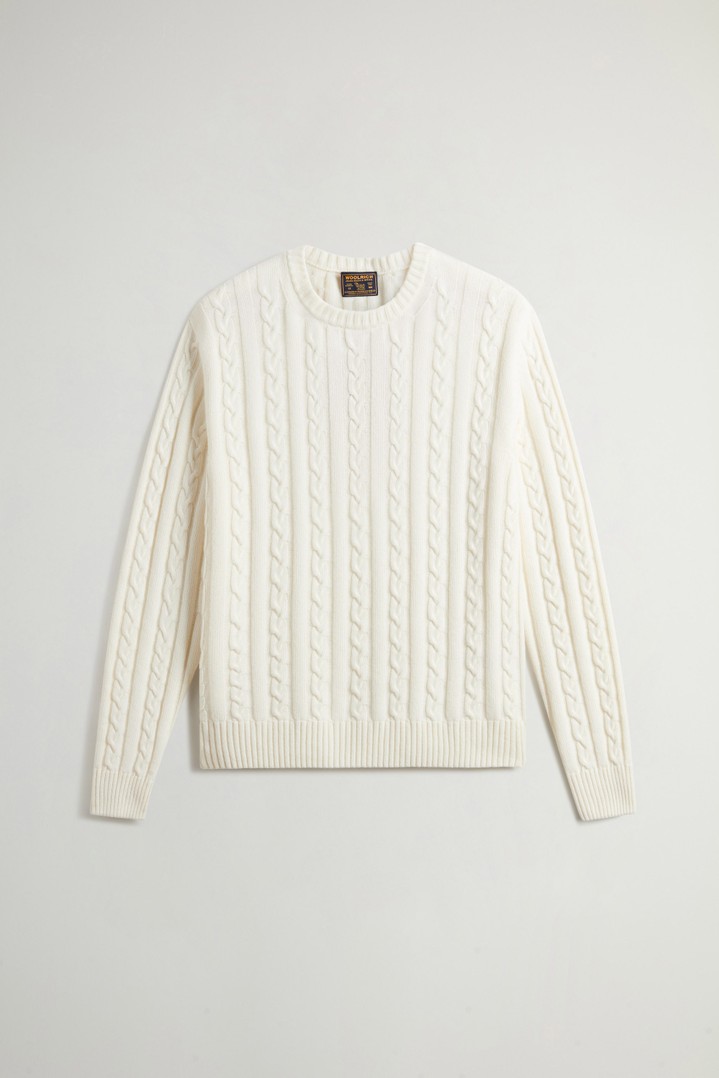 Maglione girocollo in misto lana e cotone a trecce Bianco photo 5 | Woolrich
