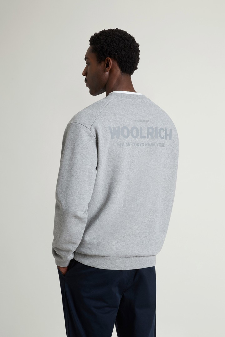 Crewneck Sweatshirt in Pure Cotton with Macro Logo on the Back Gray photo 3 | Woolrich
