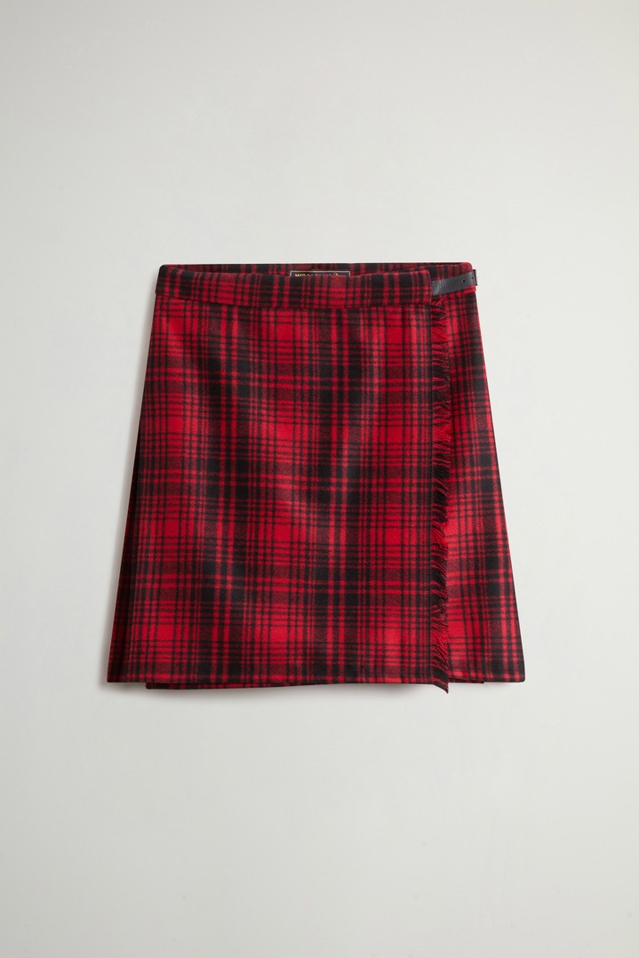 Checked Mini Skirt in Recycled Italian Wool-Blend Flannel Red photo 4 | Woolrich