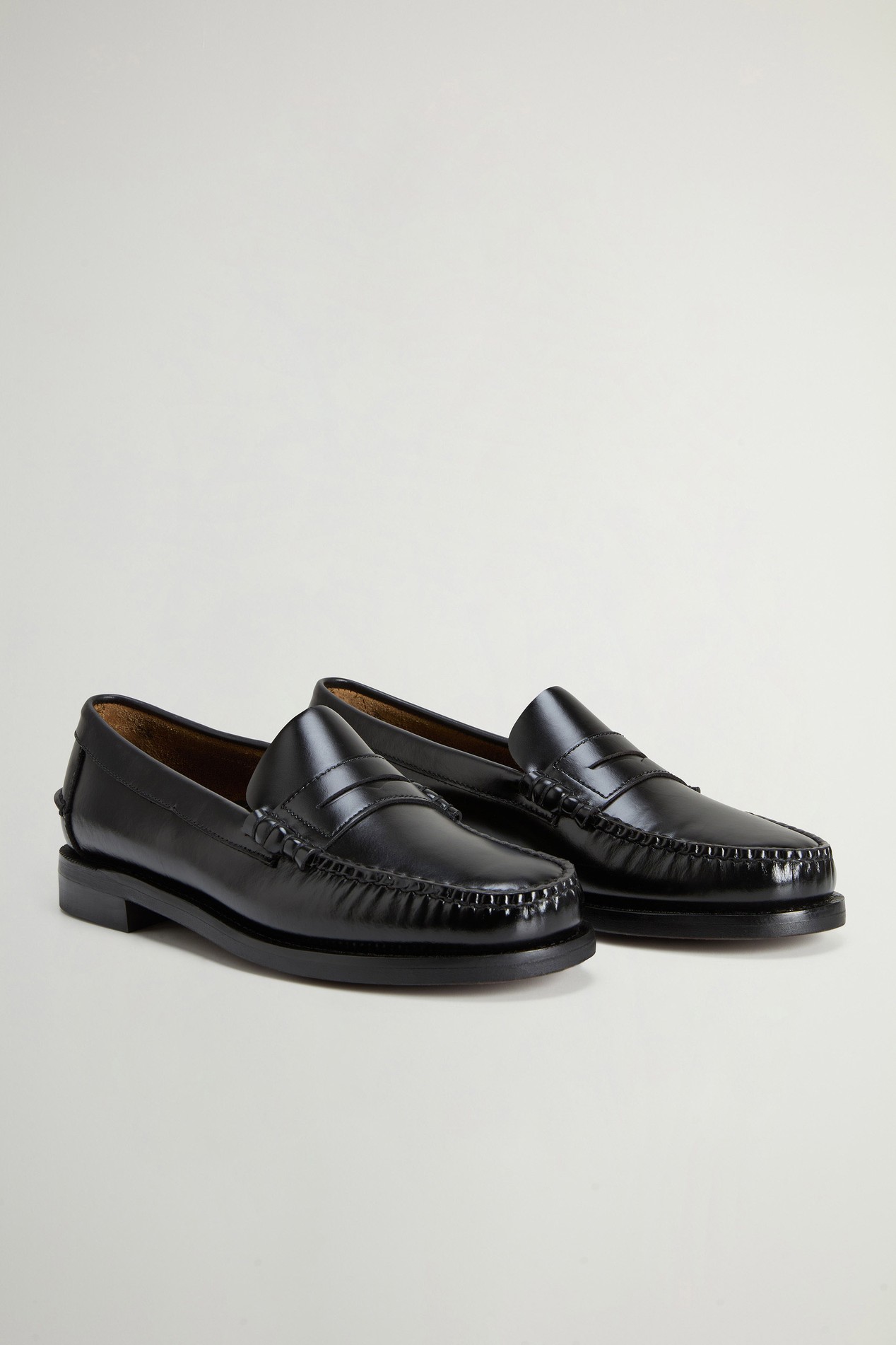 Dan Classic Mokassin Sebago x Woolrich aus Glattleder Schwarz photo 2 | Woolrich