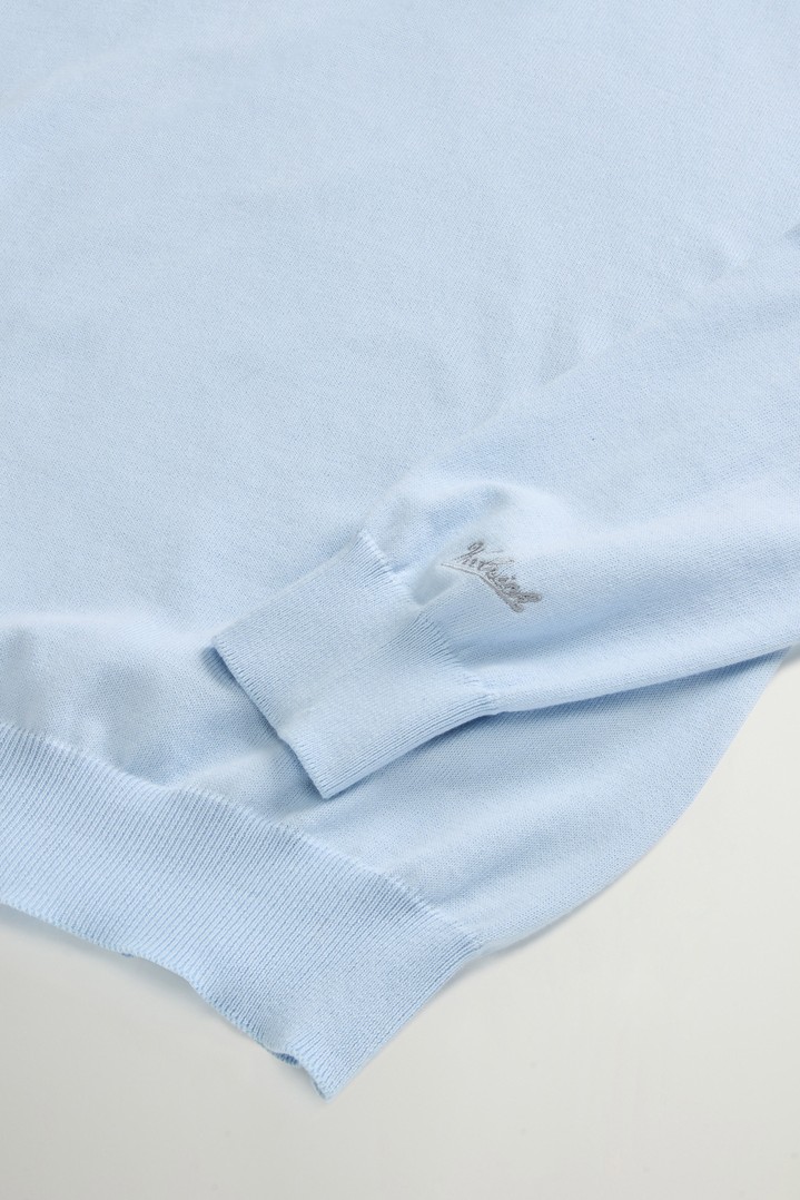 Crewneck Sweater in Pure Cotton Blue photo 6 | Woolrich