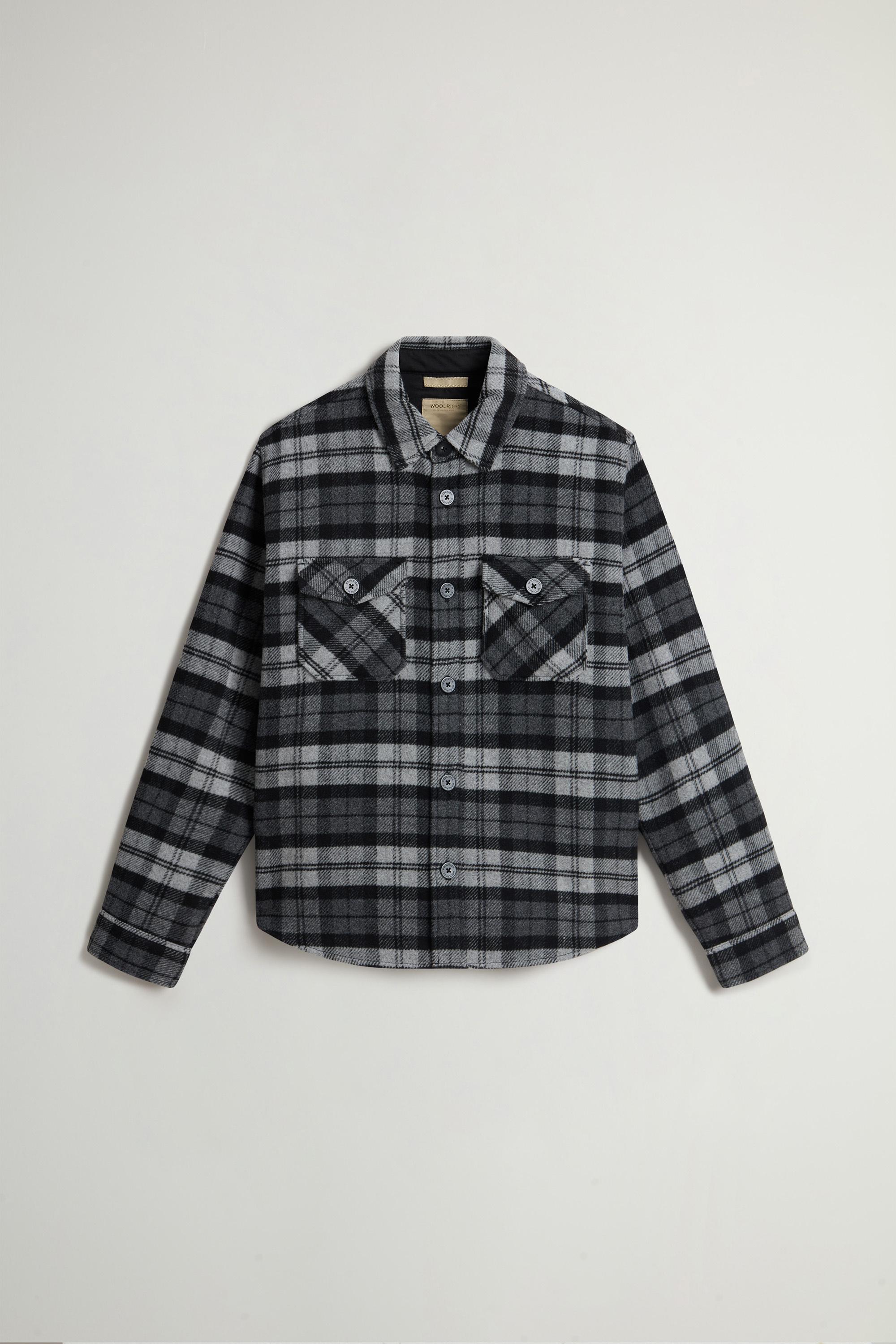Wool-Blend Overshirt with Checked Pattern Gray photo 5 | Woolrich