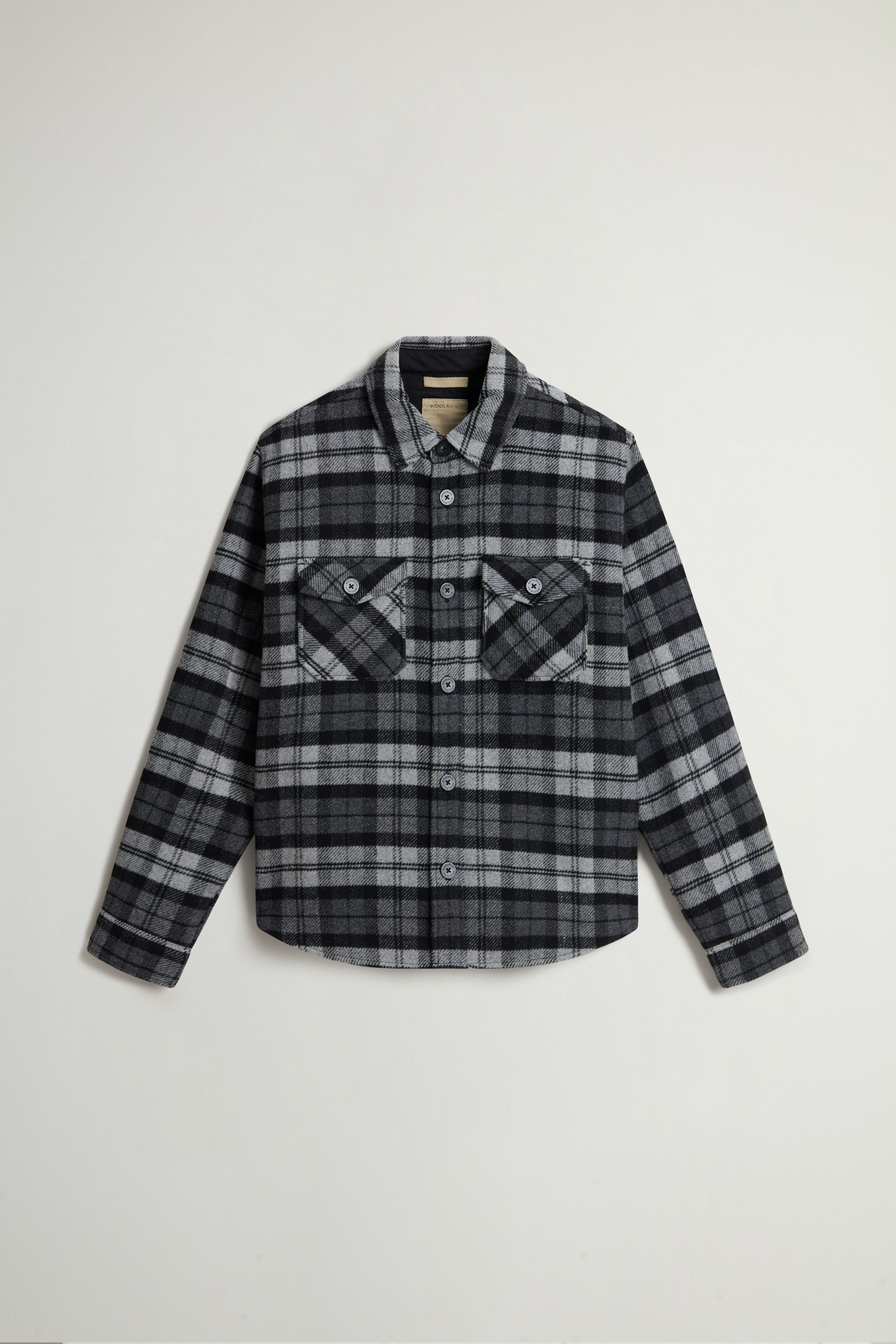 Wool-Blend Overshirt with Checked Pattern Gray photo 5 | Woolrich