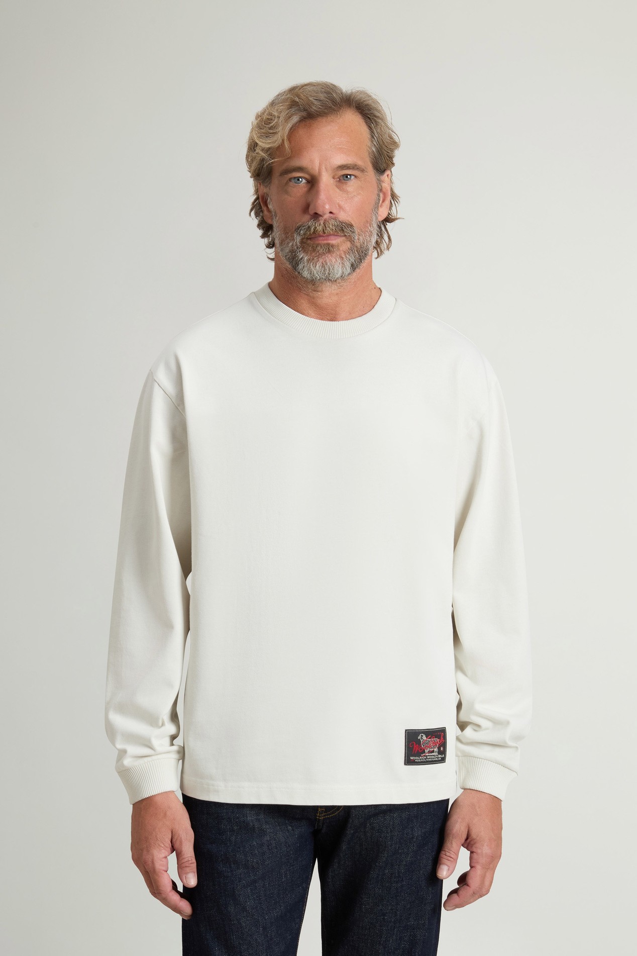Langarmoberteil aus reiner Baumwolle Weiß photo 1 | Woolrich