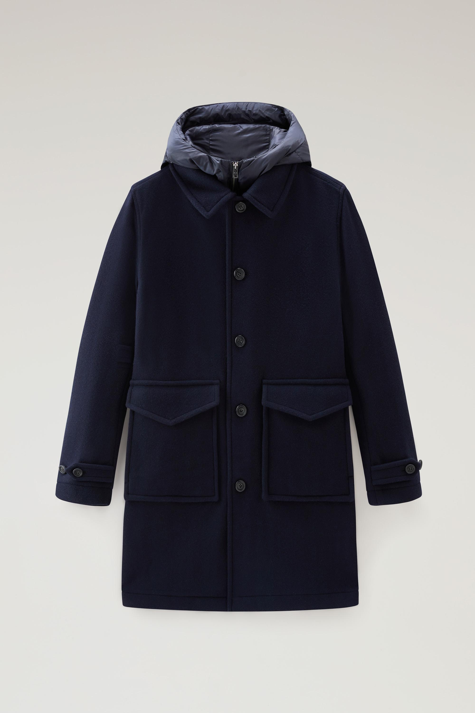Coat in Recycled Italian Wool Blend Blue photo 1 | Woolrich