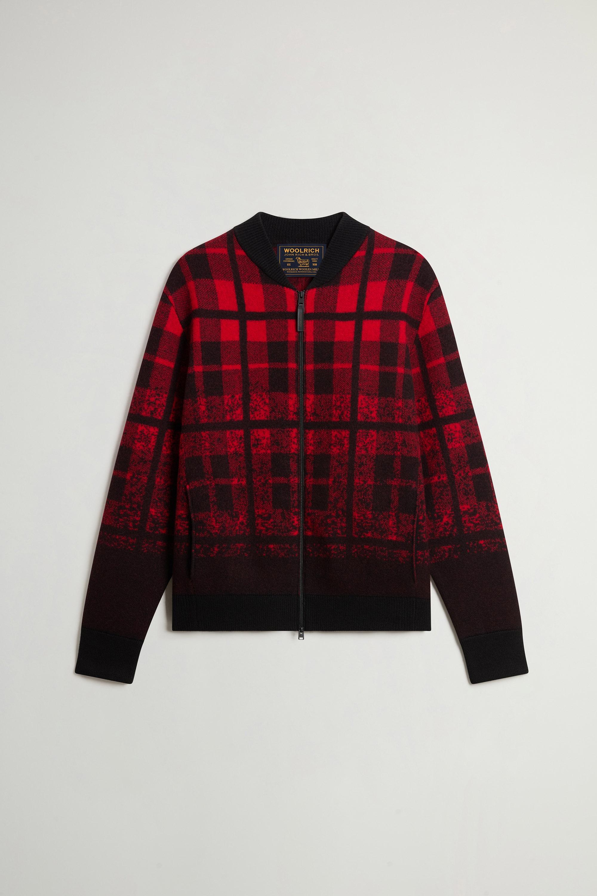 BOILED WOOL CHECK BOMBER GG8 Red photo 5 | Woolrich