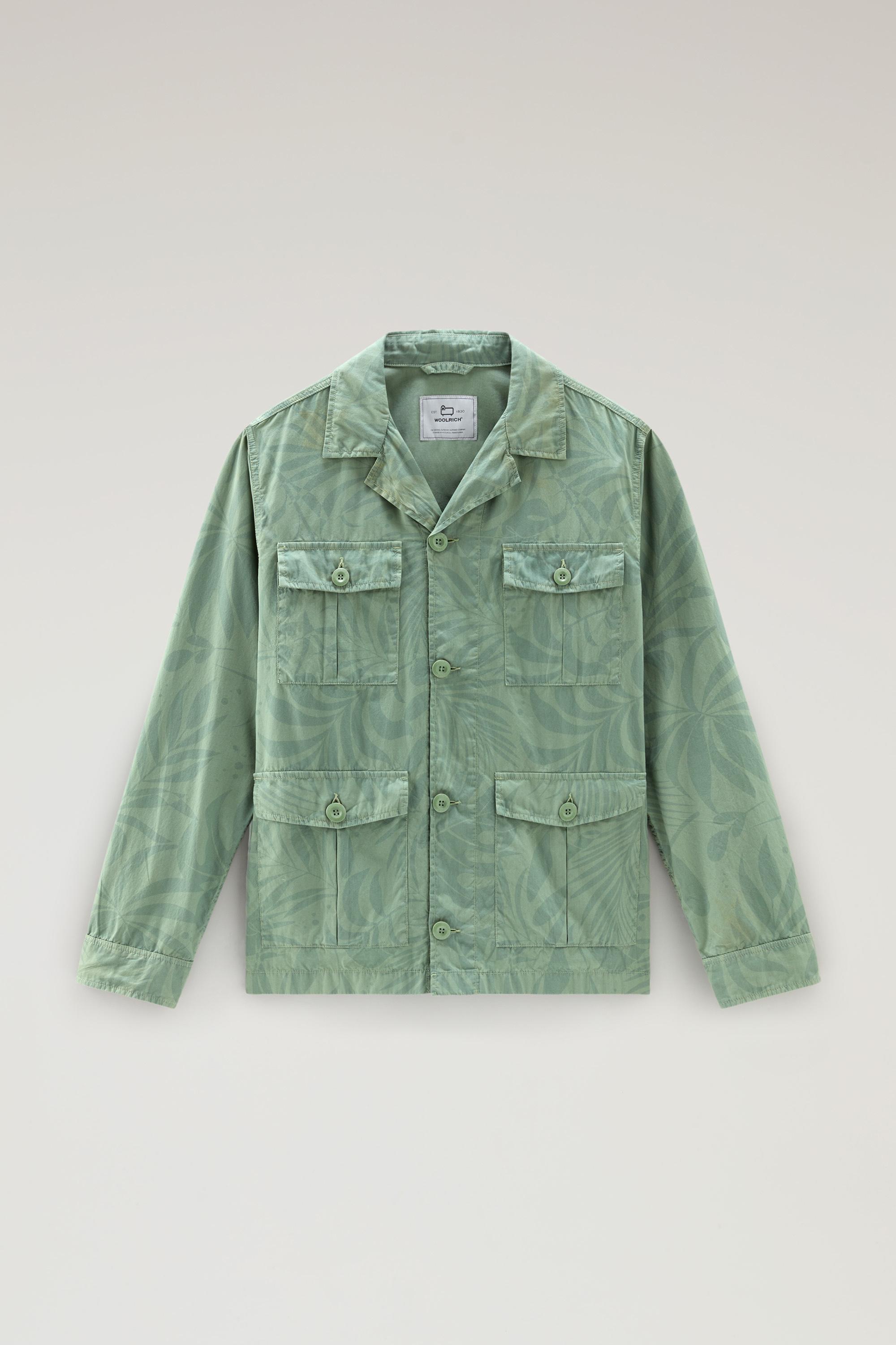 Garment-Dyed Shirt Jacket in Printed Pure Cotton Green photo 1 | Woolrich