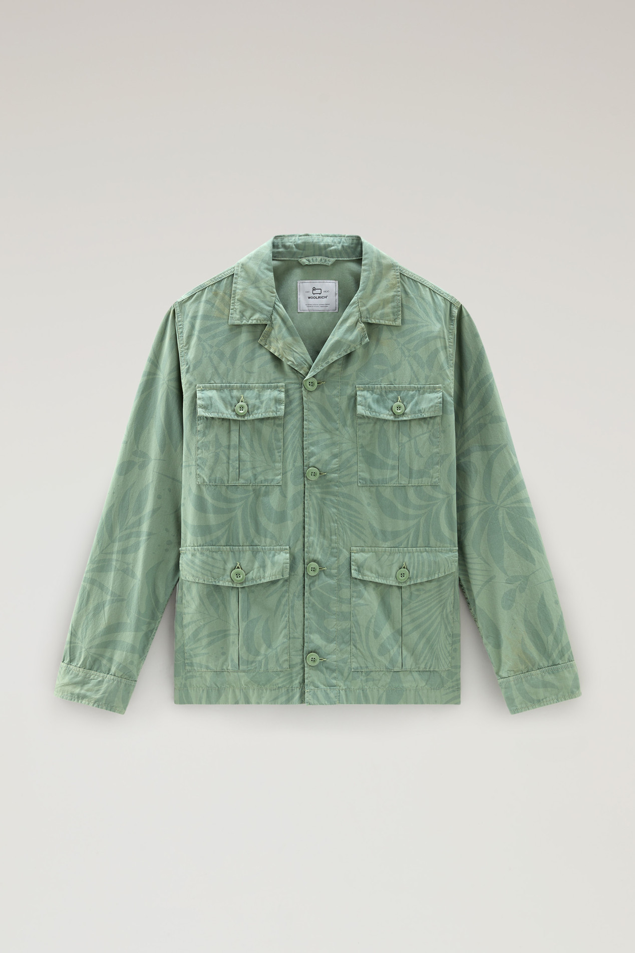 Shirt Jacket in Pure Cotton Printed Poplin Green photo 1 | Woolrich