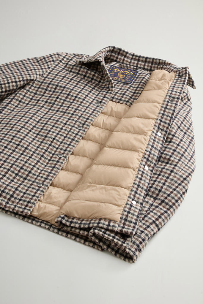 Alaskan Checked Overshirt in Padded Wool Blend Beige photo 8 | Woolrich