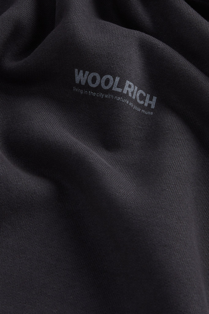 Teen Boys’ Garment-Dyed Pure Cotton Hoodie with Rear Print Black photo 7 | Woolrich