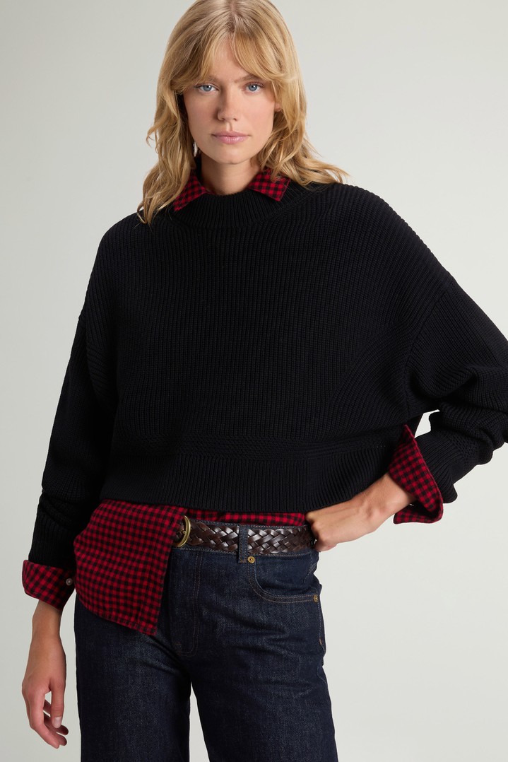 Pullover im Rippstrick aus reiner Merino-Schurwolle mit Rundhalsausschnitt Schwarz photo 4 | Woolrich