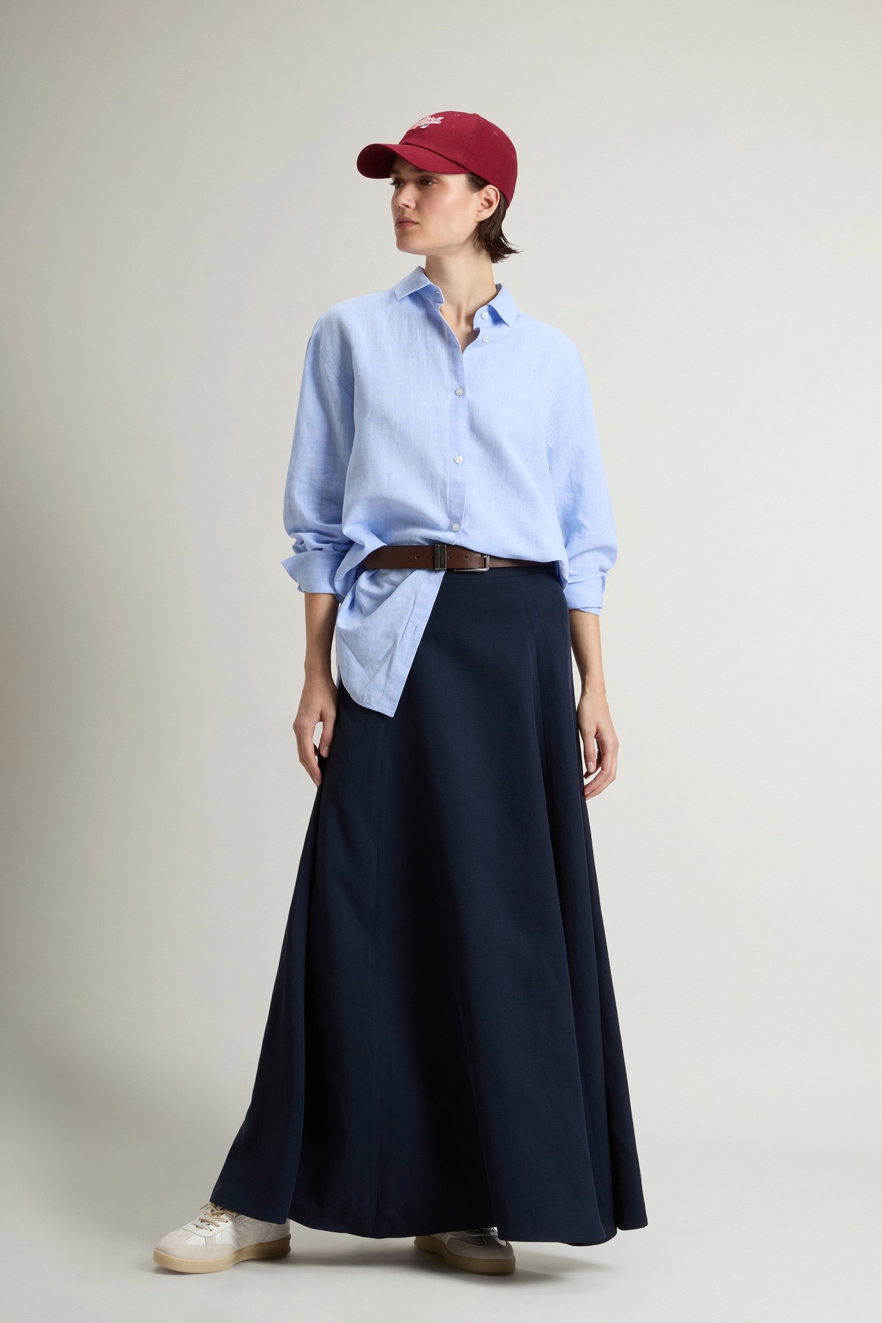 COTTON LINEN YD BOYFRIEND SHIRT Blue photo 2 | Woolrich