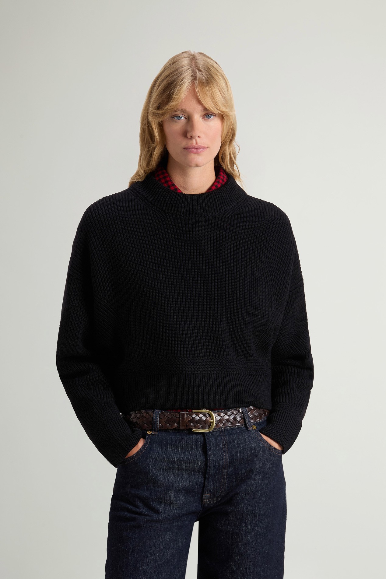 Pullover im Rippstrick aus reiner Merino-Schurwolle mit Rundhalsausschnitt Schwarz photo 1 | Woolrich