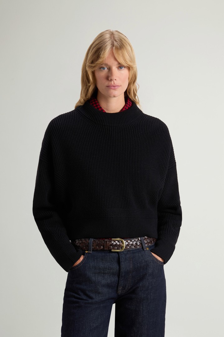 Pullover im Rippstrick aus reiner Merino-Schurwolle mit Rundhalsausschnitt Schwarz photo 1 | Woolrich