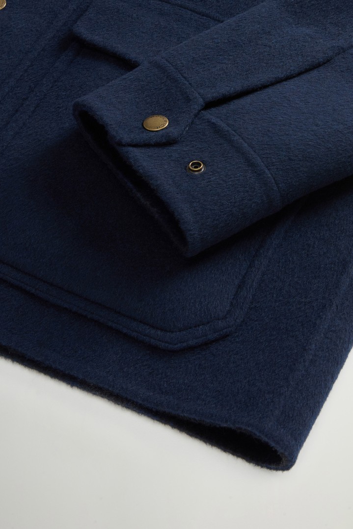 Checked Overshirt in Wool Blend Blue photo 3 | Woolrich