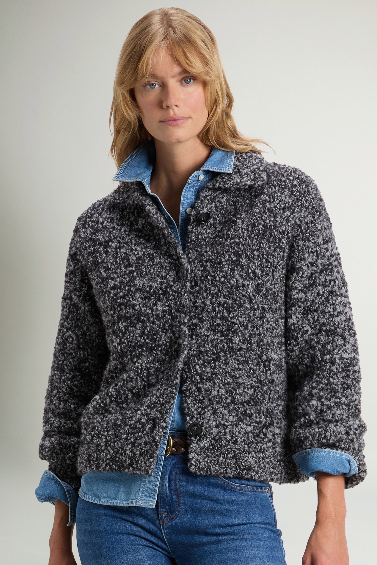 Cardigan aus Bouclé aus einer Schurwoll-Alpaka-Mischung Schwarz photo 4 | Woolrich