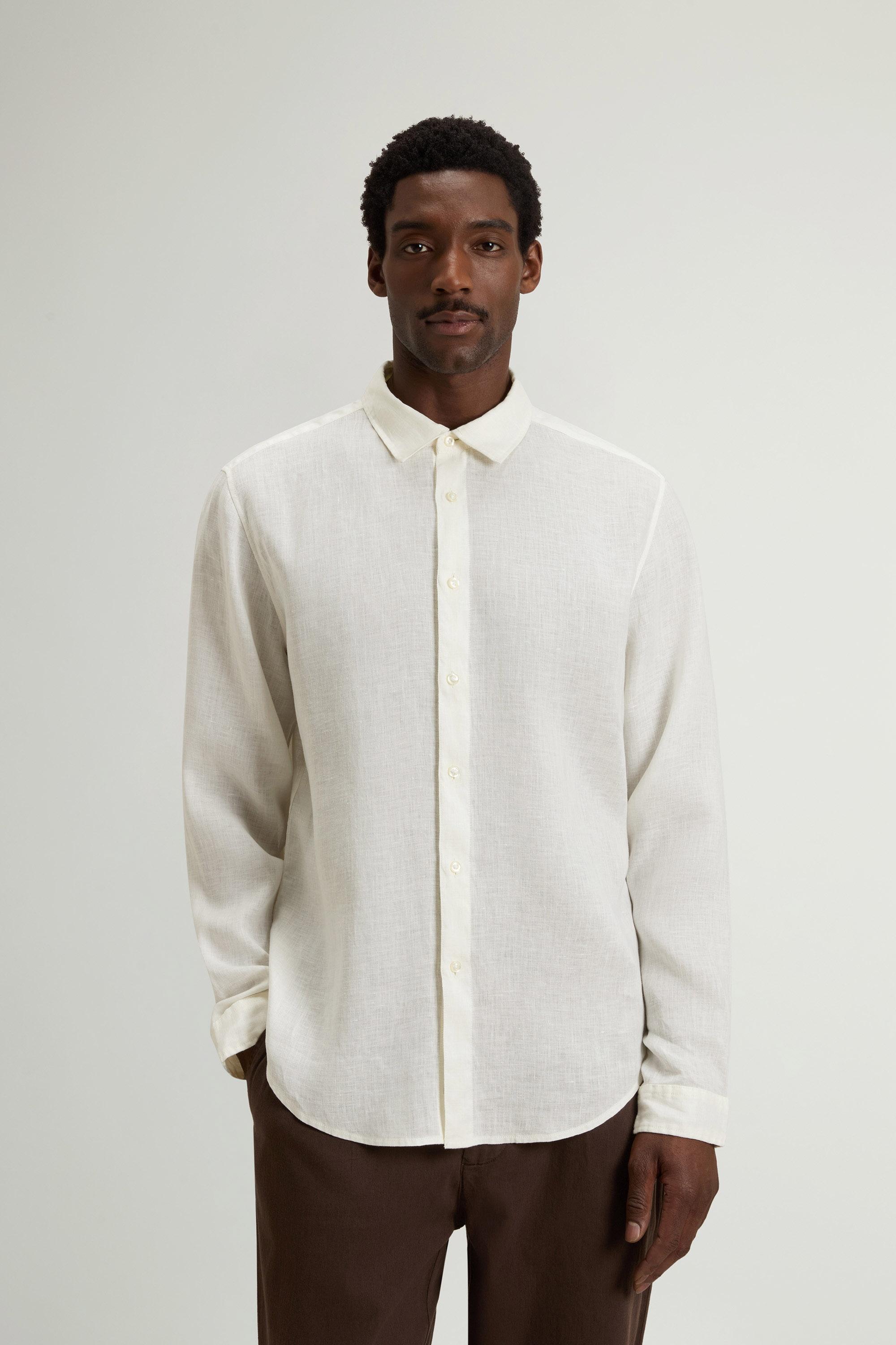 Garment-Dyed Pure Linen Shirt White photo 1 | Woolrich