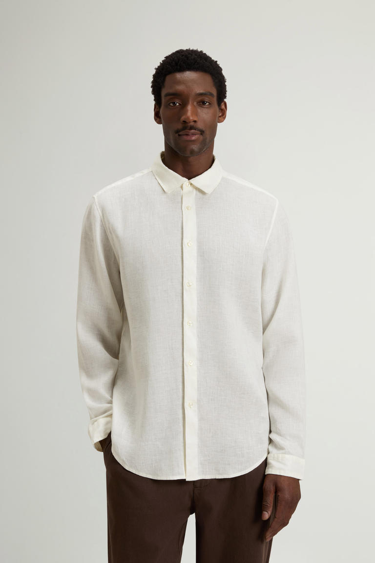 Garment-Dyed Pure Linen Shirt White photo 1 | Woolrich