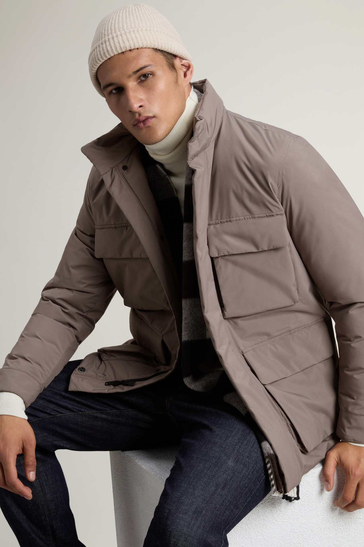 Cloud Jacket with Stand-Up Collar Brown photo 4 | Woolrich