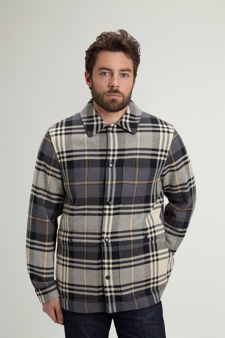 Checked Overshirt in Cotton Blend Gray photo 1 | Woolrich
