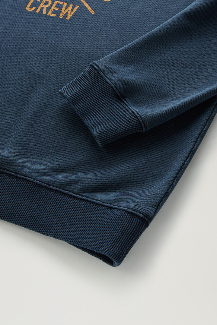 Pure Cotton Crewneck Sweatshirt with Graphic Print Blue photo 3 | Woolrich