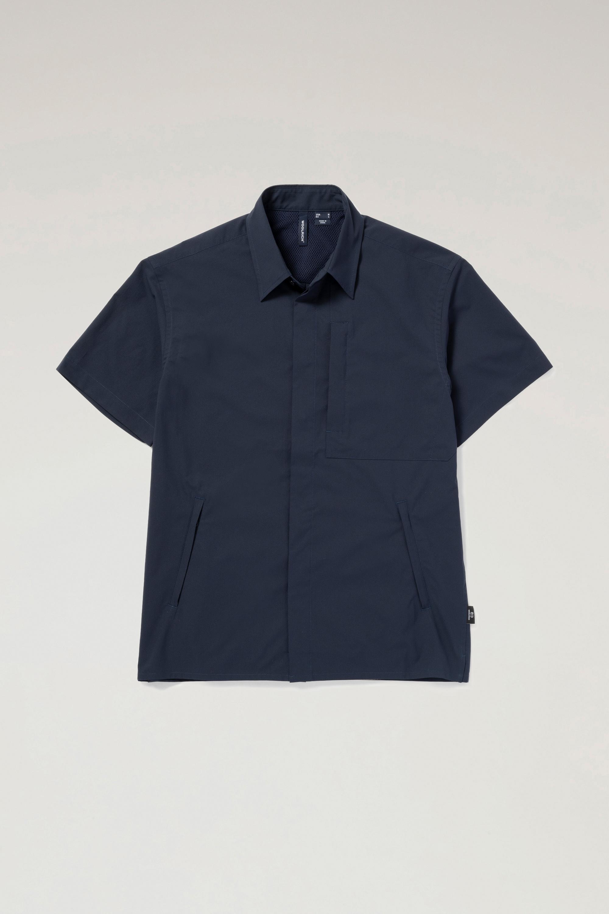 Anytime Short-Sleeved Shirt in Recycled Stretch Polyester Blue photo 1 | Woolrich