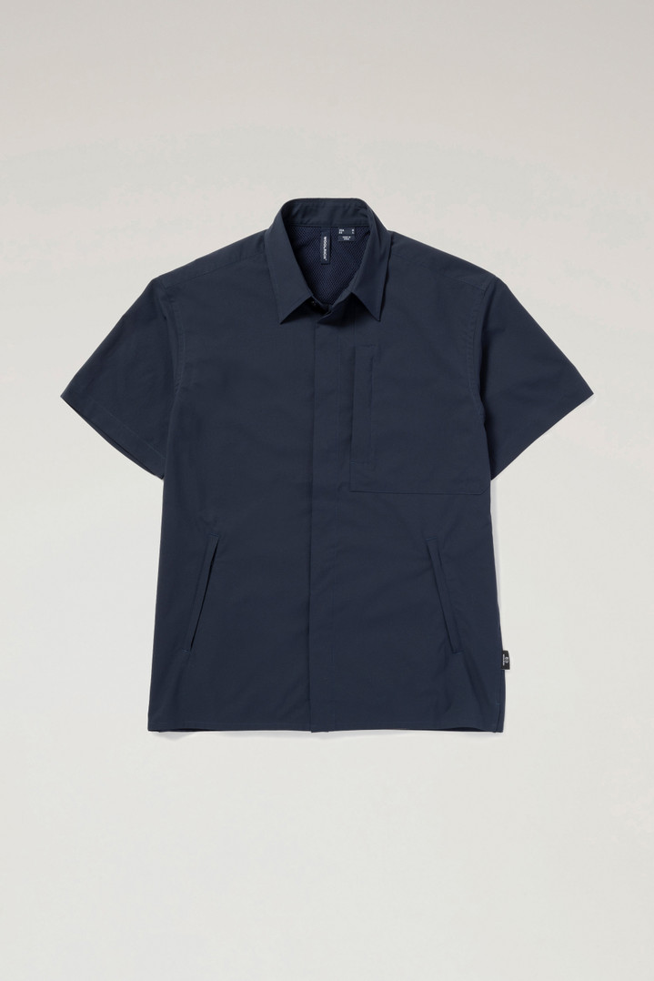 Anytime Short-Sleeved Shirt in Recycled Stretch Polyester Blue photo 1 | Woolrich