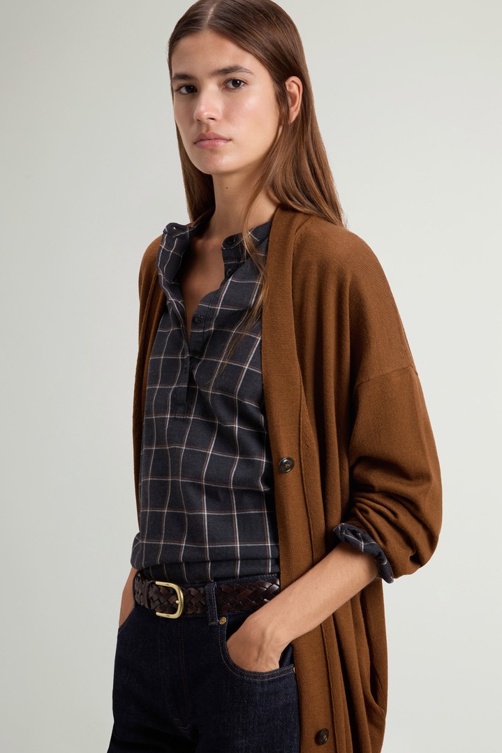 Long Cardigan in Pure Merino Virgin Wool Brown photo 4 | Woolrich