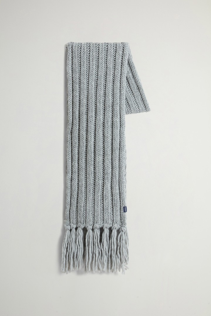 Chunky Scarf in Ribbed Wool and Alpaca Blend Gray photo 1 | Woolrich