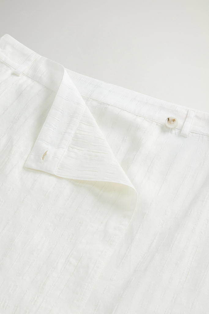 Skirt in Checked Cotton and Linen Blend White photo 2 | Woolrich