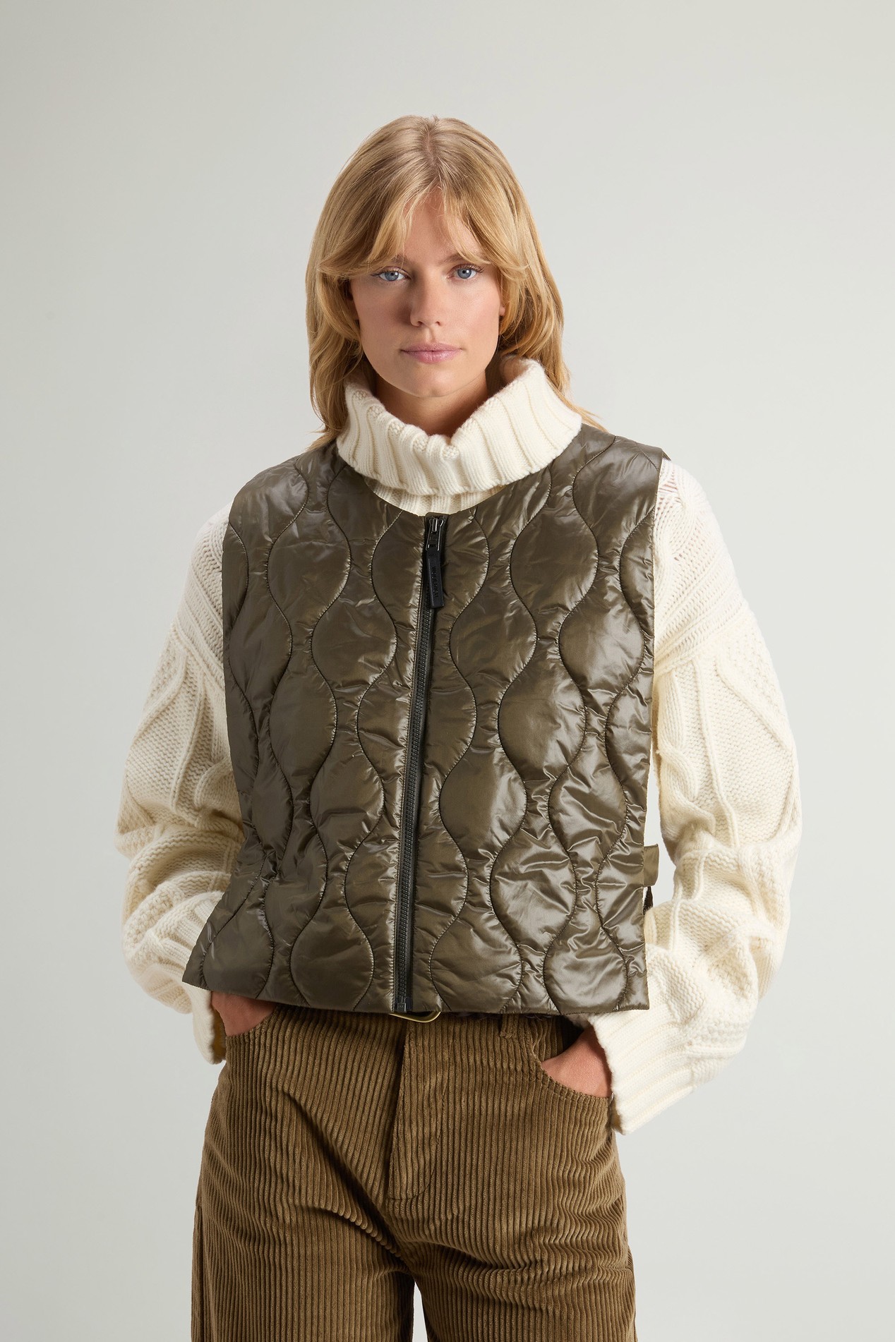Packable Quilted Vest in Urban Light Nylon Green photo 1 | Woolrich