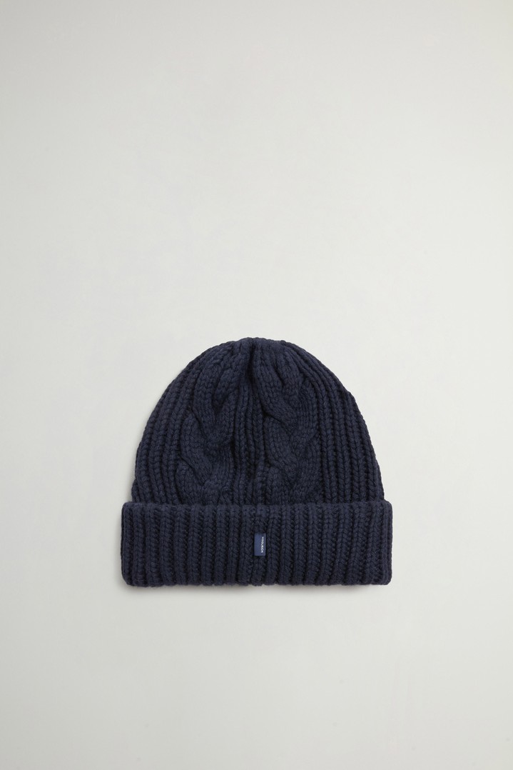 Beanie in Wool and Cotton Blend Blue photo 2 | Woolrich