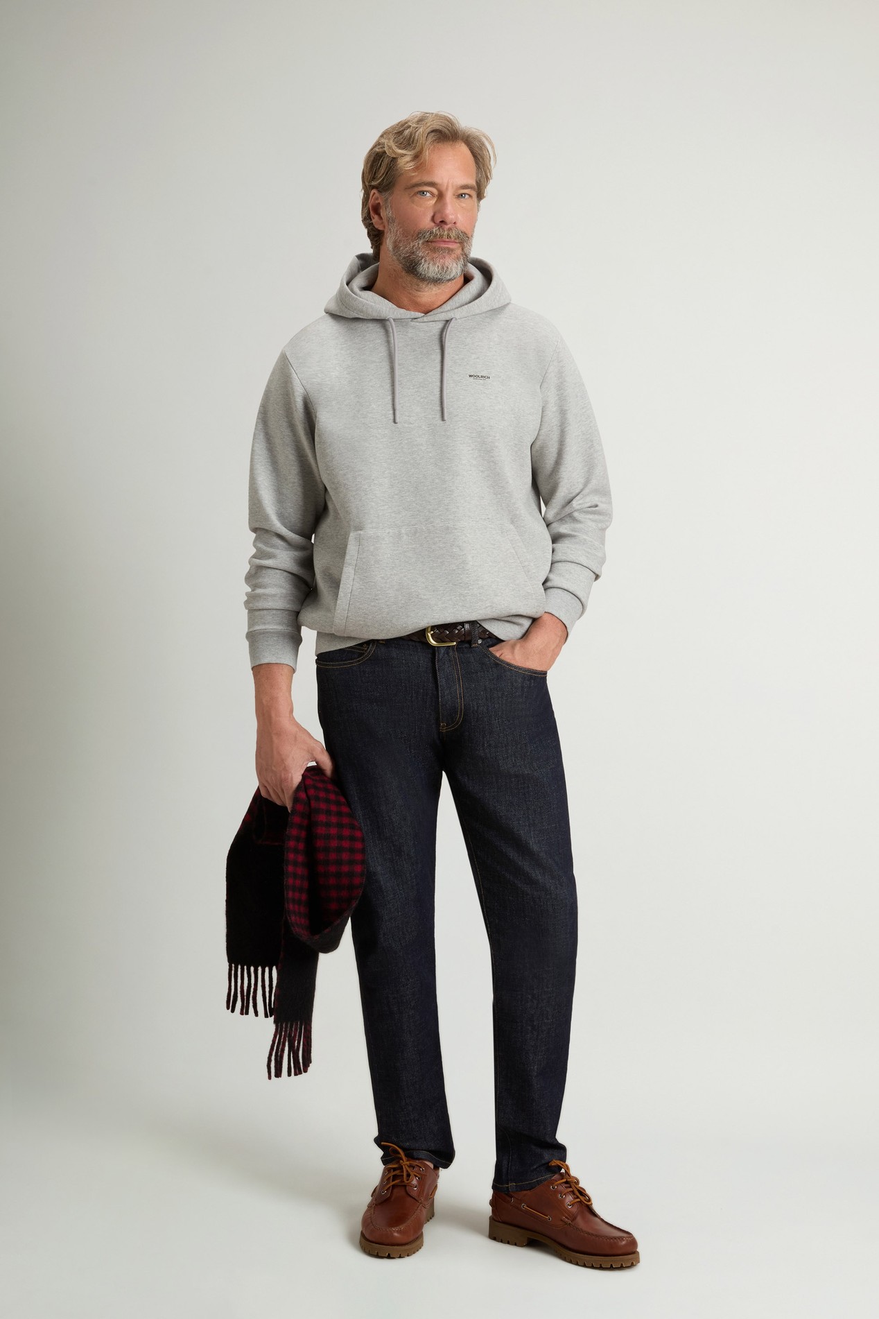 Hooded Sweatshirt in Cotton-Blend Interlock Gray photo 2 | Woolrich