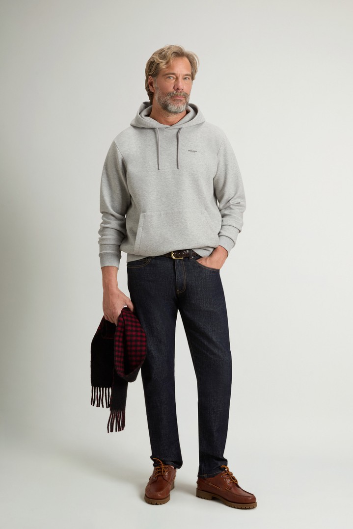 Hooded Sweatshirt in Cotton-Blend Interlock Gray photo 2 | Woolrich