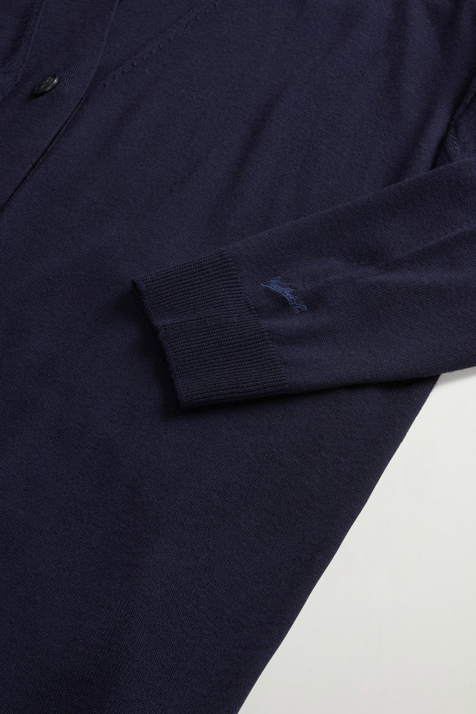 Long Cardigan in Pure Merino Virgin Wool Blue photo 3 | Woolrich