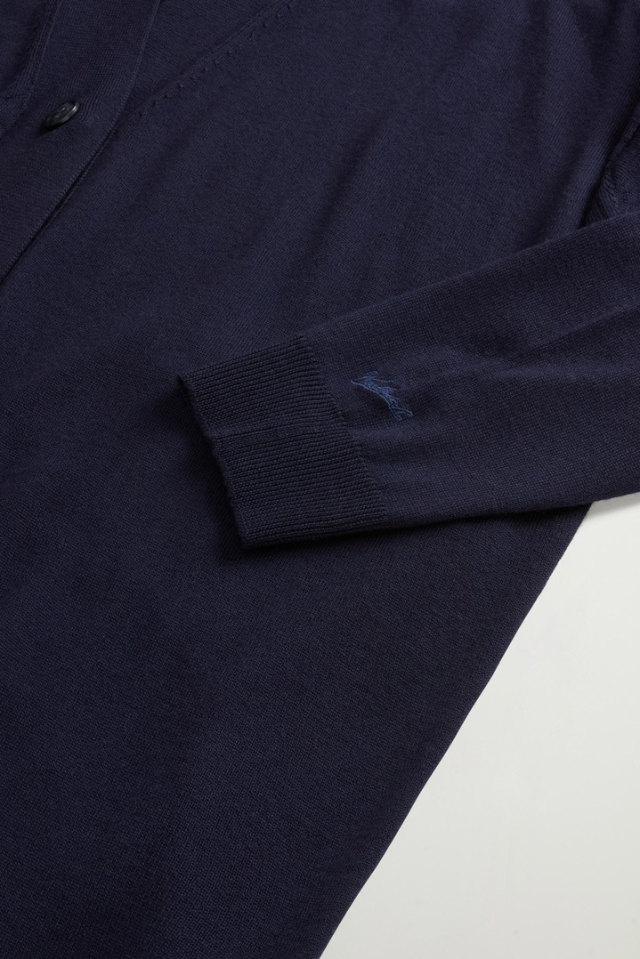 Long Cardigan in Pure Merino Virgin Wool Blue photo 3 | Woolrich