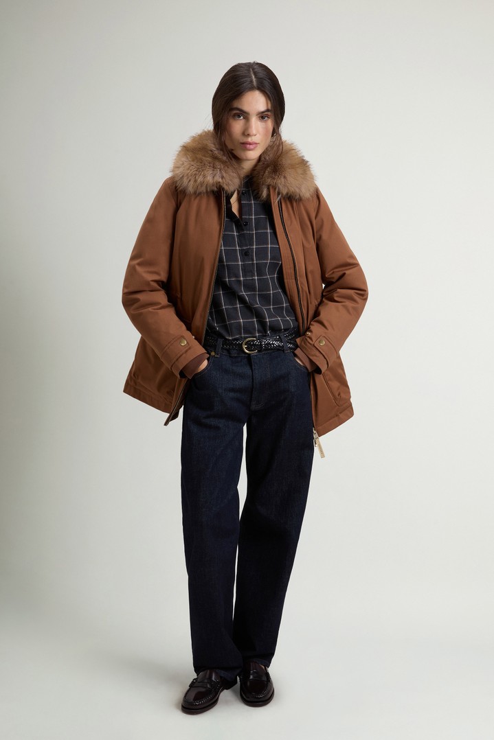 BEST COTTON FAUX FUR FIELD JACKET Brown photo 2 | Woolrich