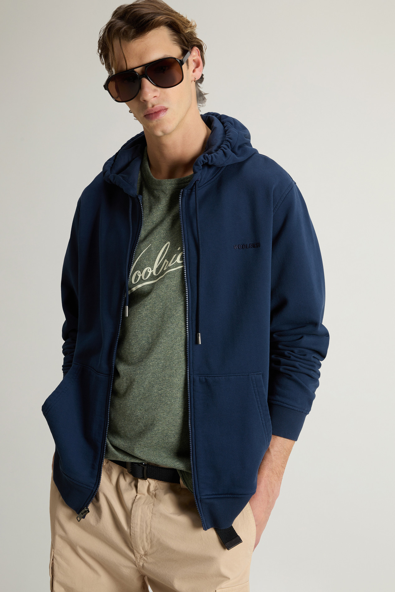 Hoodie in Light Cotton-Blend Fabric Blue photo 4 | Woolrich